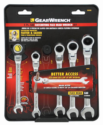 Flex Ratcheting Wrench Set, SAE 5-P c.