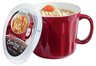 Soup Crock, Red Ceramic, 16-oz.