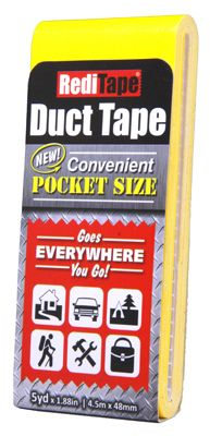 Duct Tape, Pocket-Size, Yellow, 5-Yds.