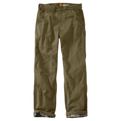 Dungaree Pants, Washed Twill, Flannel-lined, Army Green, 36 x 34-In.