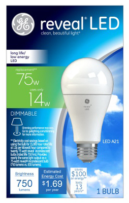 Reveal LED Light Bulb, Dimmable, 750 Lumens, 14-Watt