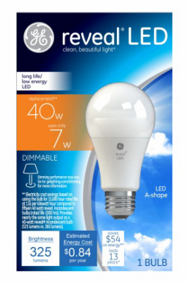 Reveal LED Light Bulb, 325 Lumens, 7-Watts