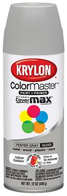 Colormaster Spray Paint, Indoor/Outdoor Use, Gloss Pewter Gray, 12-oz.
