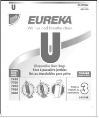 Eureka Style "U" Disposable Vacuum Bags, 3-Pack