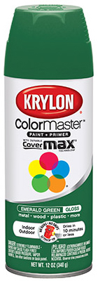 Colormaster Spray Paint, Indoor/Outdoor Use, Gloss Emerald Green, 12-oz.