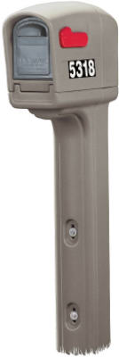 MailMaster Trim Line Mailbox With Post Cover, Gray Polypropylene