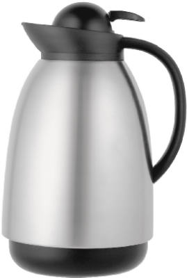 Beverage Carafe, Push Button, Stainless Steel, 34-oz.