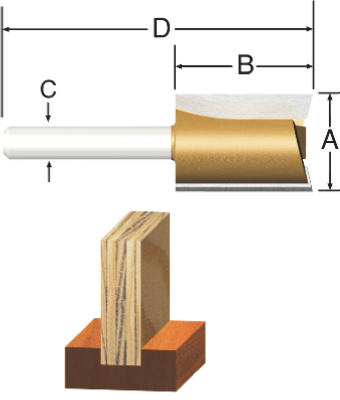 .5 x .5-In. 2-Flute Hinge Mortise Router Bit