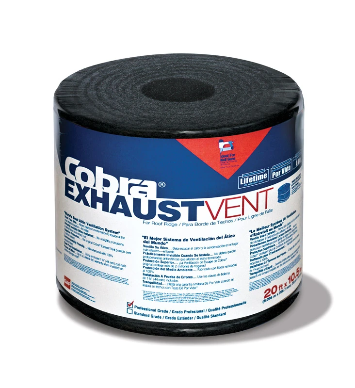 GAF Cobra Ridge Vent 0.75 in. H x 10.5 in. W x 240 in. L Black Fiber/Polyester Shingle Over Ridg