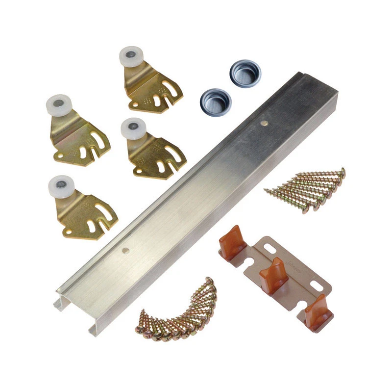 Johnson Hardware Brass-Plated Silver Aluminum By-Pass Door Hardware Set 1 pk