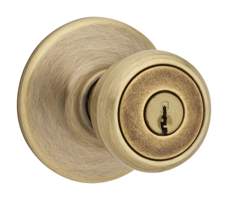 Kwikset Tylo Antique Brass Entry Knobs ANSI/BHMA Grade 3 1-3/4 in. Kwikset Tylo Antique Brass Entry Knobs ANSI/BHMA Grade 3 1-3/4 in.