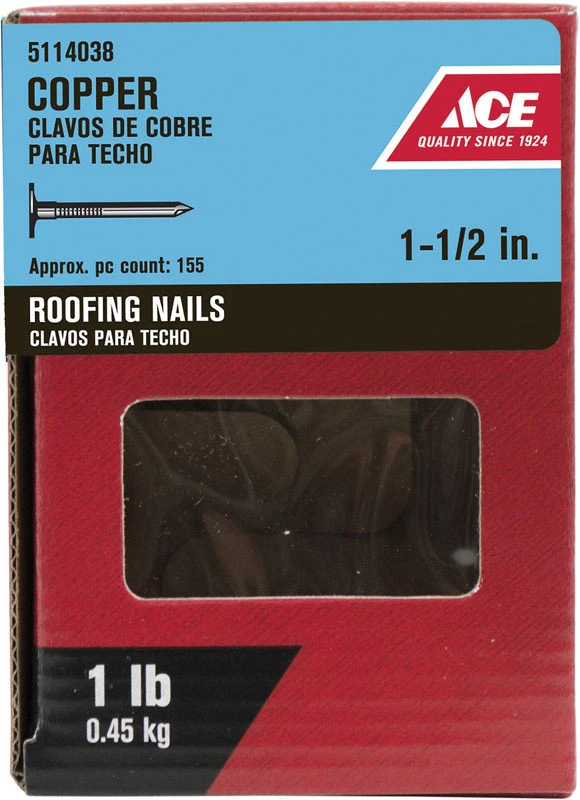 Ace 1-1/2 in. L Roofing Copper Nail Smooth Shank Large 1 lb.