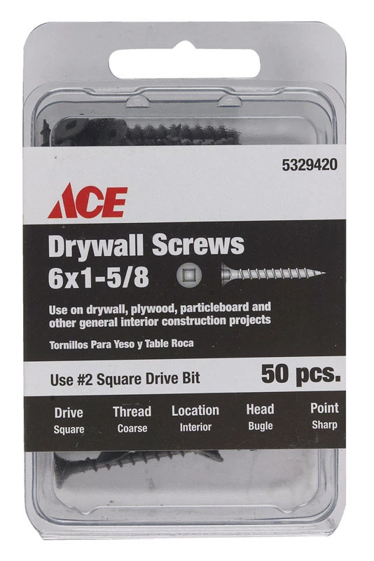 Ace No. 6 x 1-5/8 in. L Square Phosphate Drywall Screws 50 pk