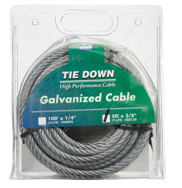 Tie Down Engineering Galvanized Galvanized Steel 3/8 in. Dia. x 50 ft. L Aircraft Cable