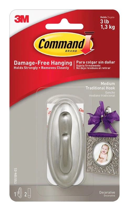 3M Command Medium Plastic Hook 3-1/8 in. L 1 pk