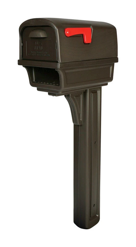Gibraltar Mailboxes  Plastic  Post and Box Combo  Bronze  Mailbox w/Post  50 in. H x 21-3/4 in. L x