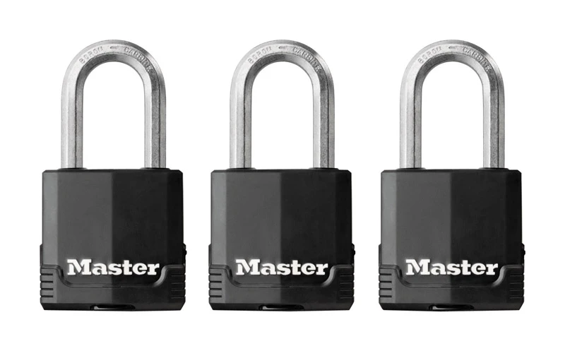 Master Lock  1-7/8 in. W Steel  Dual Ball Bearing Locking  Laminated Padlock  3 pk Keyed Alike