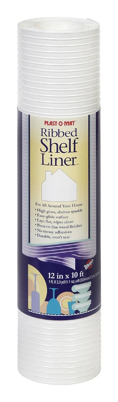 Warp's Plast-O-Mat 10 ft. L x 12 in. W White Non Adhesive Ribbed Shelf Liner