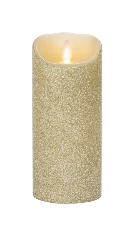 Iflicker Gold Pillar Flameless Flickering Candle 7 in. H x 3 in. Dia.