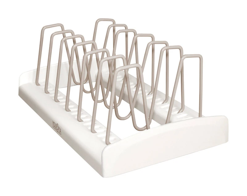 YouCopia StoreMore 11.5 in. W x 7.3 in. L White Plastic/Stainless Steel Adjustable Lid Rack 1 p