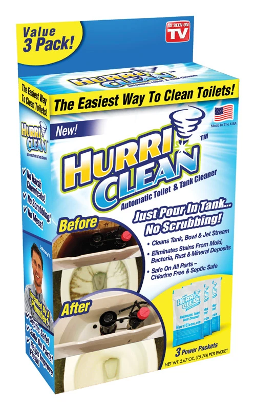 Hurriclean As Seen on TV Unscented Scent Toilet Bowl Cleaner 2.67 oz. Powder