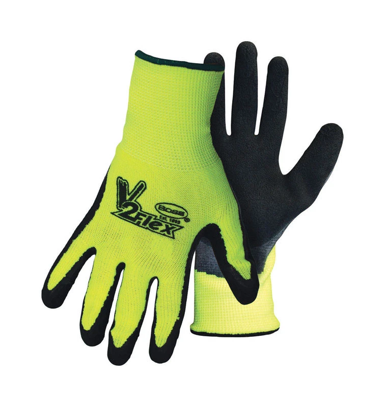 Boss V2 Flexi Grip Men's Indoor/Outdoor Polyester Knit Hi-Viz Gloves Black/Green L 1 pair