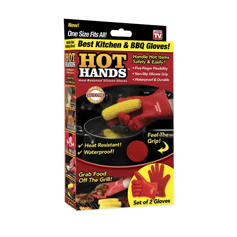 Hot Hands As Seen On TV Red Silicone Heat Resistant Cooking Gloves 1 pk