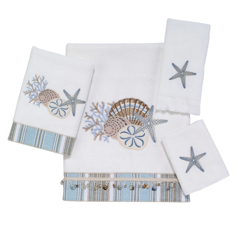 Ace Avanti Linens By The Sea Bath Towel Set White Cotton Gorham s Ltd