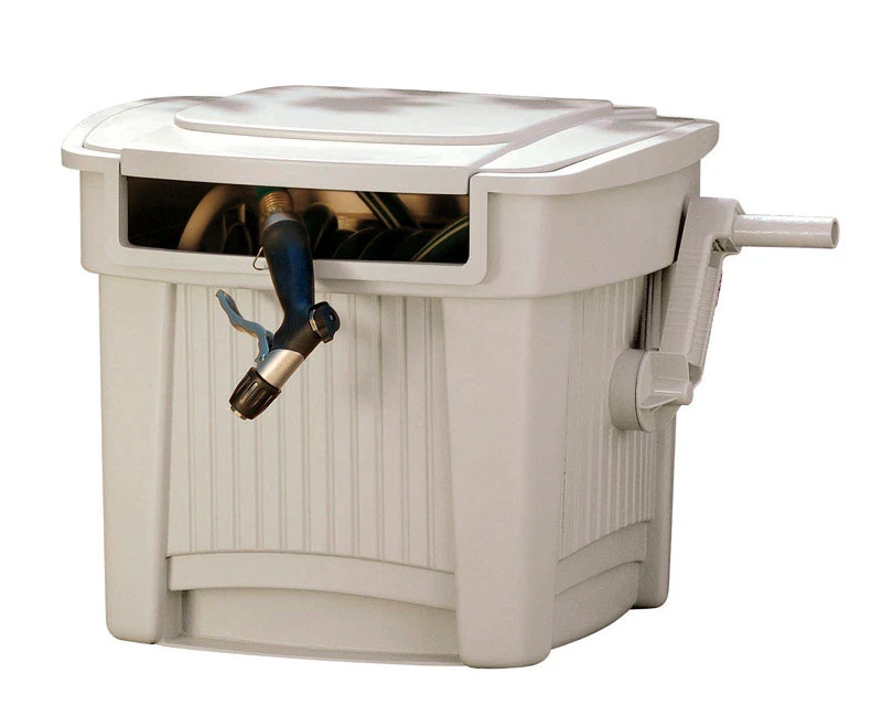 Suncast Hideaway 100 ft. Stationary Hideaway Beige Hose Reel
