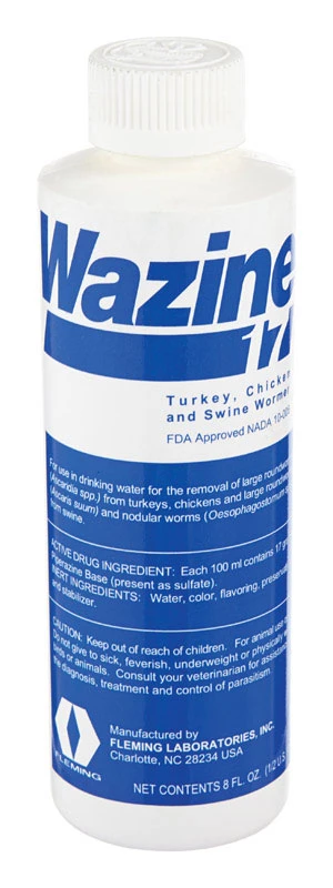 Wazine Liquid Poperazine Wormer For Poultry 8 oz.