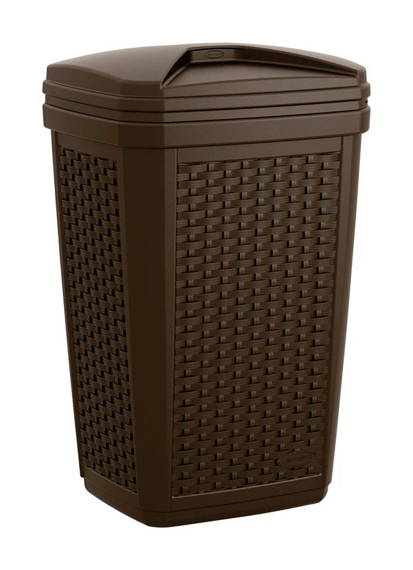 Suncast Trash Hideaway 30 gal. Resin Wicker Garbage Can Lid Included
