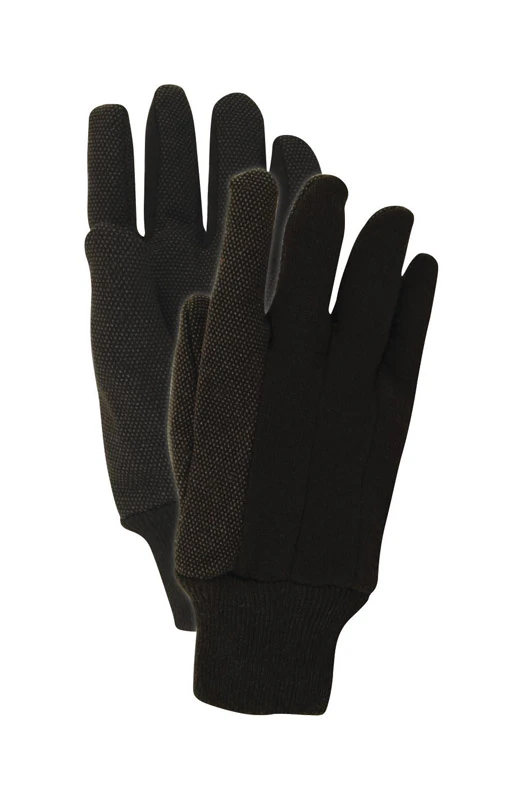 Handmaster Men's Indoor/Outdoor Jersey Cotton Dotted Work Gloves L Brown