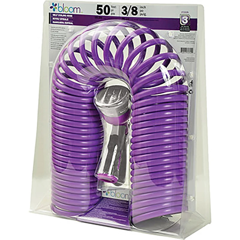 Bloom 3/8 in. Dia. x 50 ft. L Self Coiling Assorted Garden Hose Combo