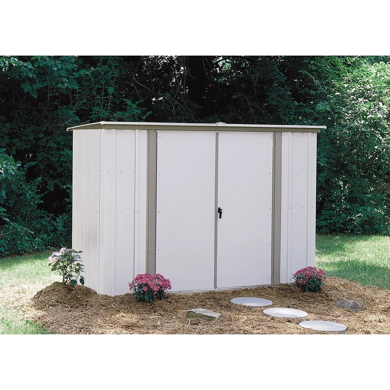 Arrow Garden Shed 5 ft. H x 8 ft. W x 3 ft. D Eggshell Galvanized Steel Storage Shed