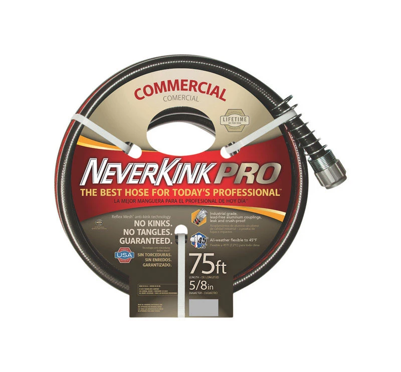 Teknor Apex NeverKink Pro 5/8 in. Dia. x 75 ft. L Contractor Black Hose