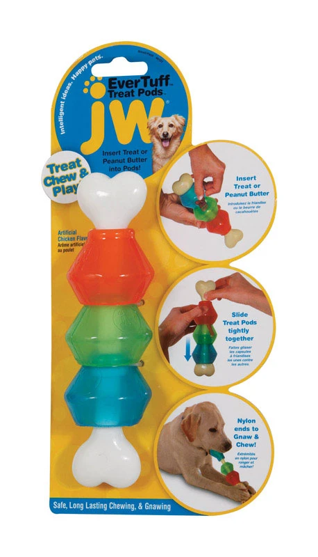 JW Pet Multicolored Pod Nylon Dog Treat Toy/Dispenser Small