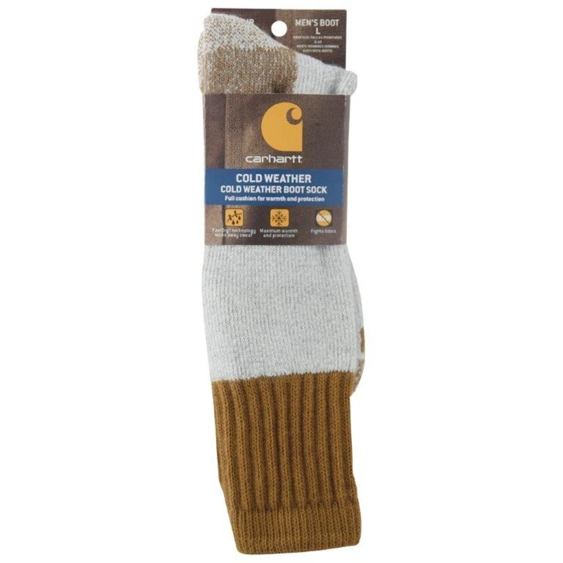 Carhartt Men's Cold Weather L Crew Socks Brown
