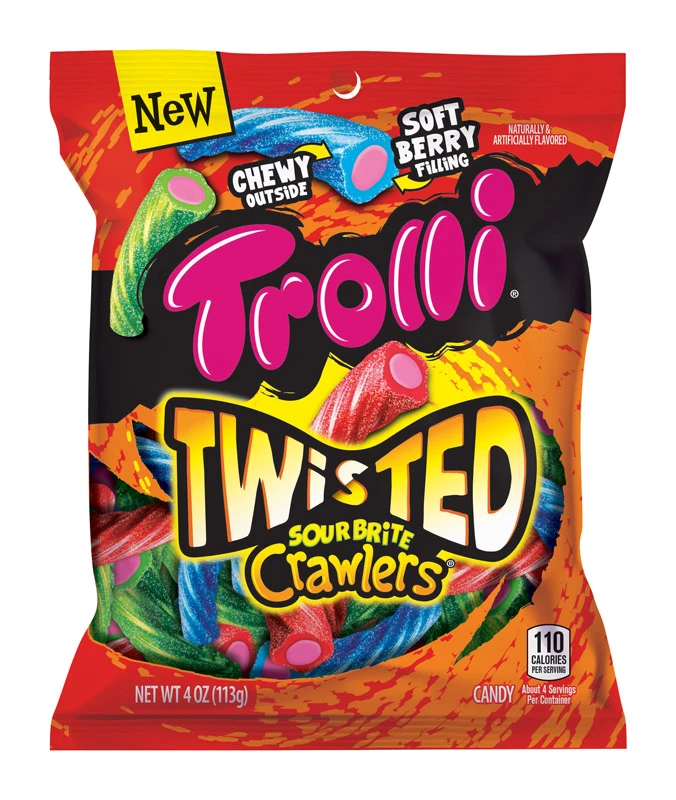 Trolli Twisted Sour Brite Crawlers Berry Candy 4 oz.