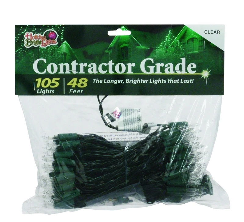 Holiday Bright Lights Contractor Incandescent Light Set Clear 48 ft. 105 lights