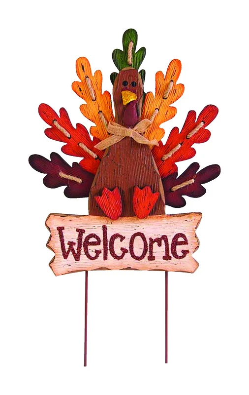 Celebrations Welcome Turkey Yard Stake 23.63 in. H x 15 in. W 1 pk