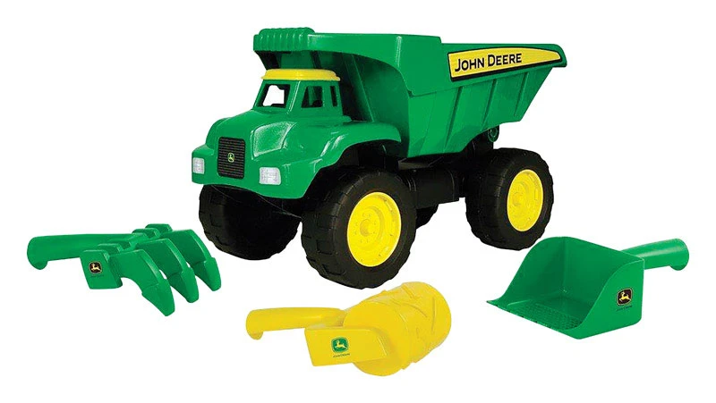 Tomy John Deere Dump Truck Sand Toy Plastic Green/Yellow 4 pc.