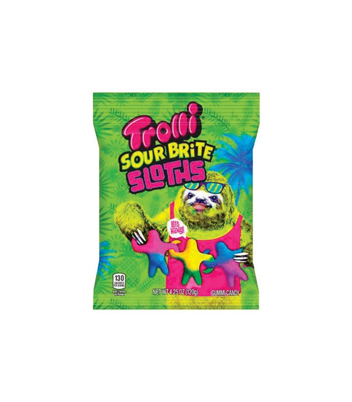 Trolli Sour Bright Sloths Tropical Fruit Gummi Candy 4.25 oz.