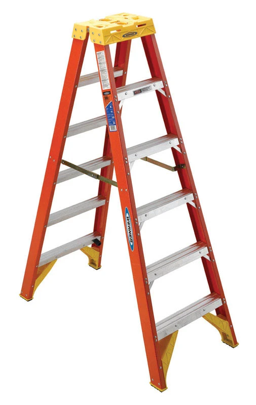 Werner 6 ft. H x 23.38 in. W Fiberglass Step Ladder Type IA 300 lb. capacity