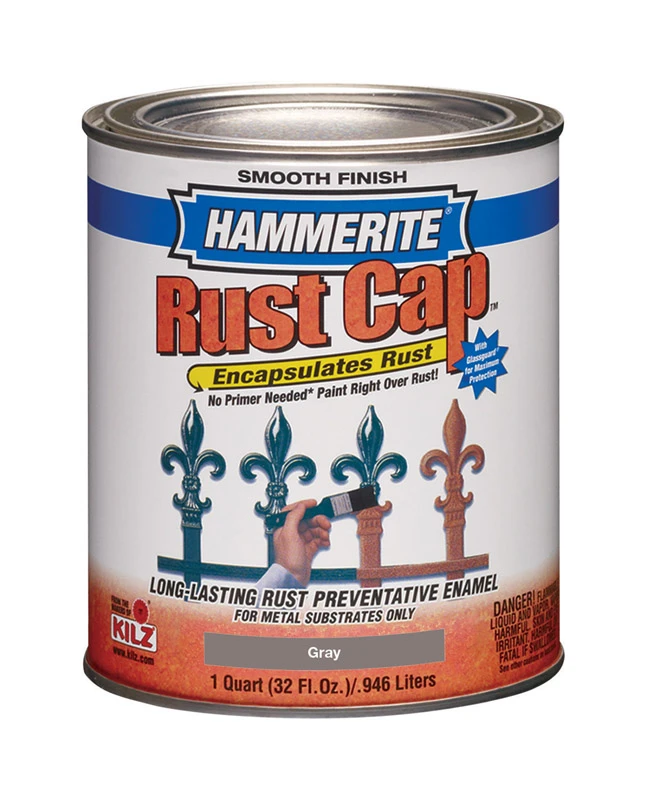 Hammerite Rust Cap Indoor and Outdoor Smooth Gray Alkyd-Based Metal Paint 1 qt.