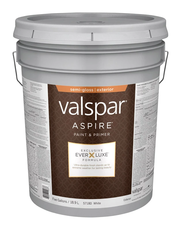 Valspar Aspire Semi-Gloss Basic White Acrylic Latex Paint and Primer 5 gal.