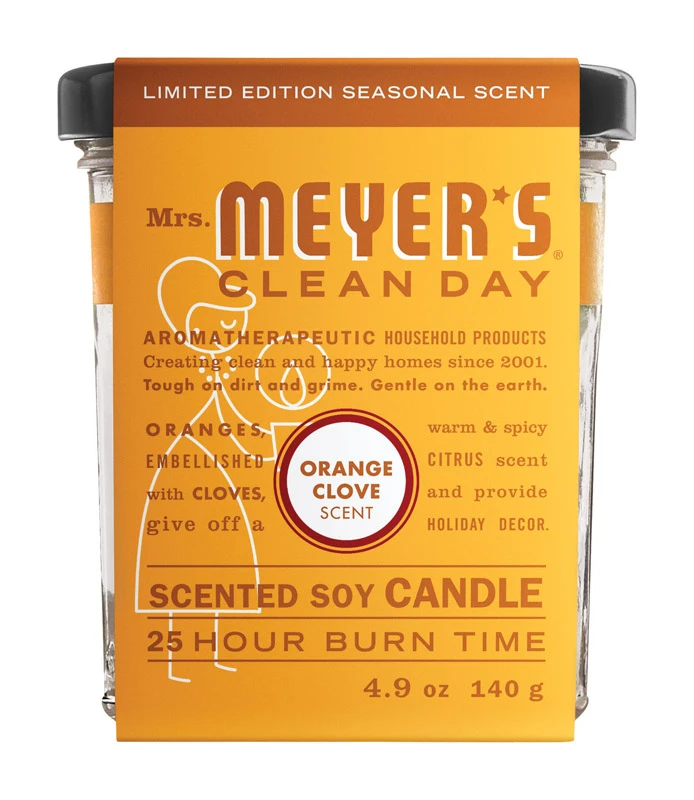 Mrs. Meyer's Clean Day Ivory Orange Clove Scent Soy Air Freshener Candle 3.75 in. H x 2.9 in. D