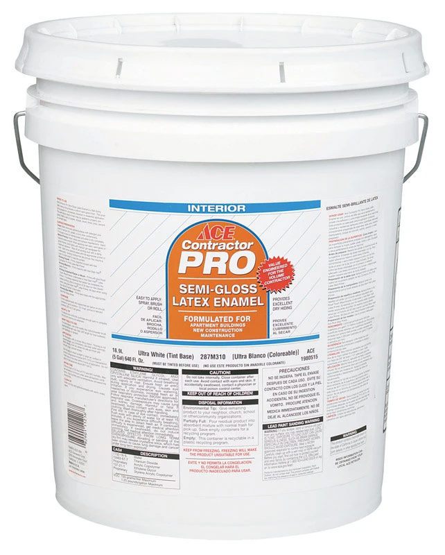 Ace Contractor Pro Semi-Gloss Canvas White Latex Paint 5 gal.