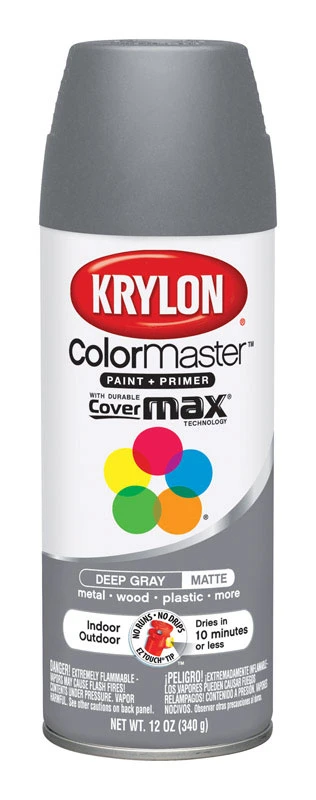 Krylon ColorMaster Matte Deep Gray Spray Paint 12 oz.