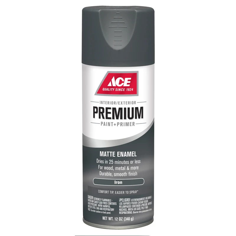 Ace Premium Matte Iron Matte Paint + Primer Spray Paint 12 oz.