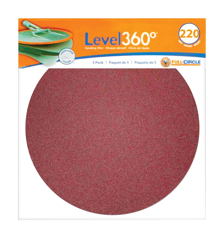 Full Circle Level 360 8.75 in. Aluminum Oxide Hook and Loop Sanding Disc 220 Grit Very Fine 5